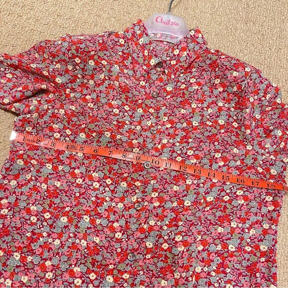 Vintage Floral Button-Up Blouse Red - Picture 9 of 10